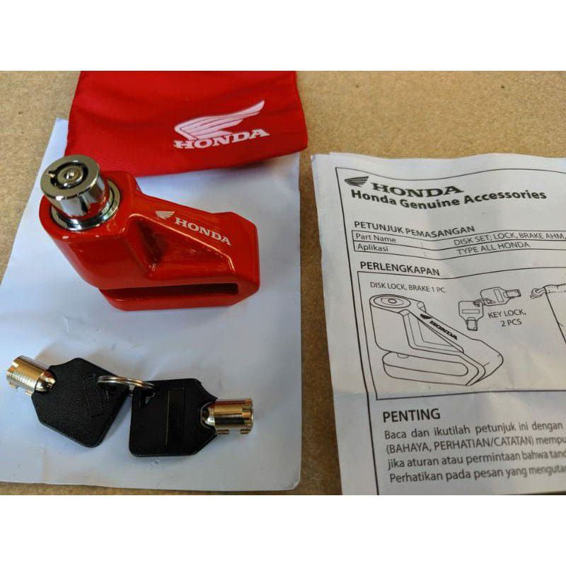 Disc Lock Gembok Cakram Motor Honda Original AHM