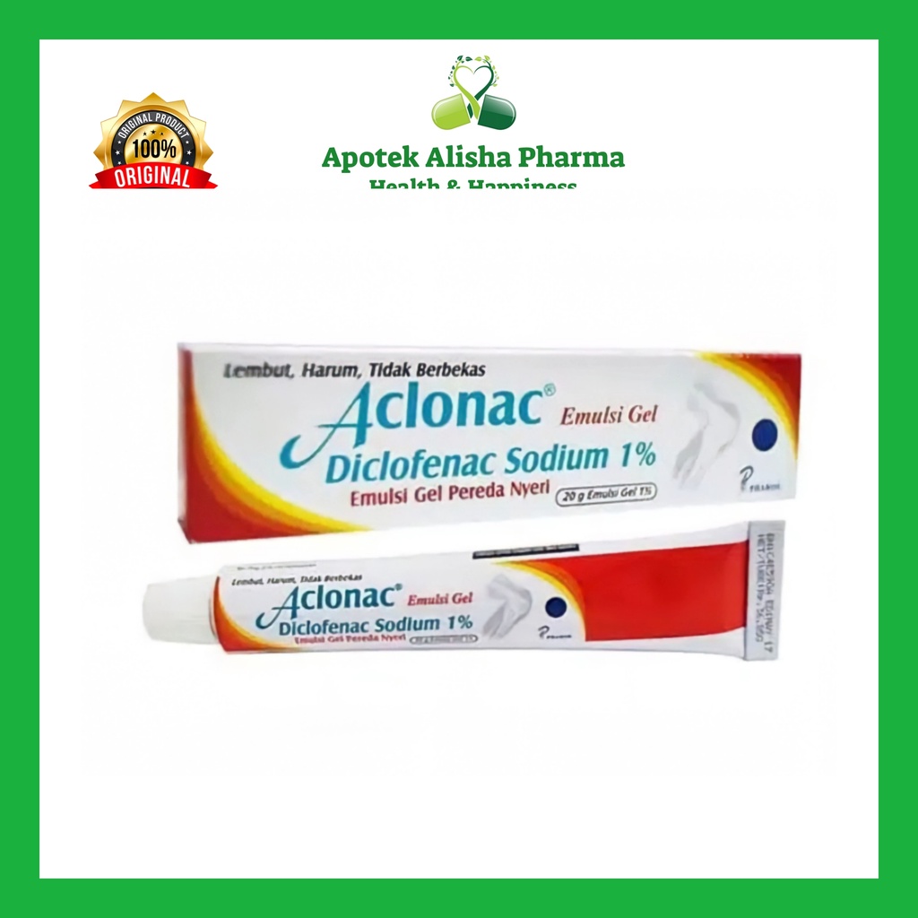 Aclonac Emulsi Gel 20gr - Aclonax Gel Pereda Nyeri / Keseleo / Memar / Aclonak / Aklonak