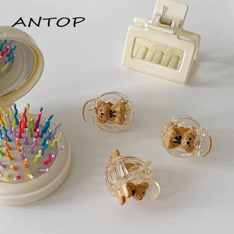 Retro Jepit Rambut 3D Double Little Bear Mini Acrylic Hair Claw Clips for Girls Kids Bobby Pin Small Hairpin ANTOP