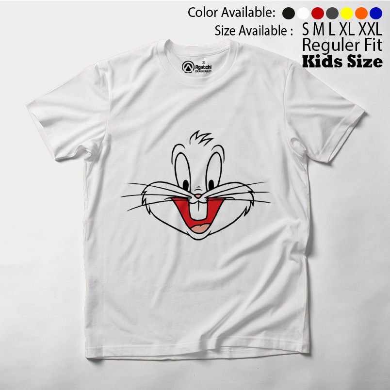 Baju Kaos Atasan Anak Laki-laki Perempuan Motif Wajah Bugs Bunny Face