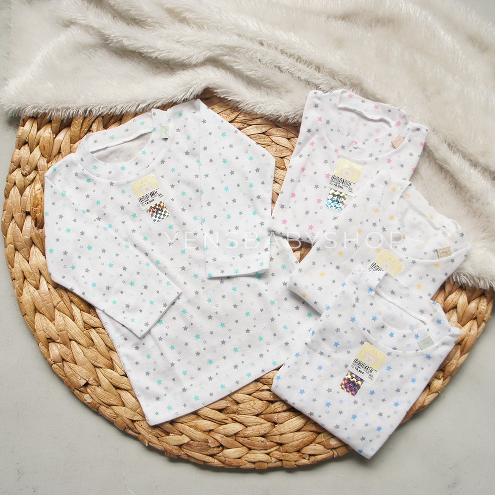 NARY Kaos Oblong Tangan Panjang  Putih Motif Bintang - Bayi