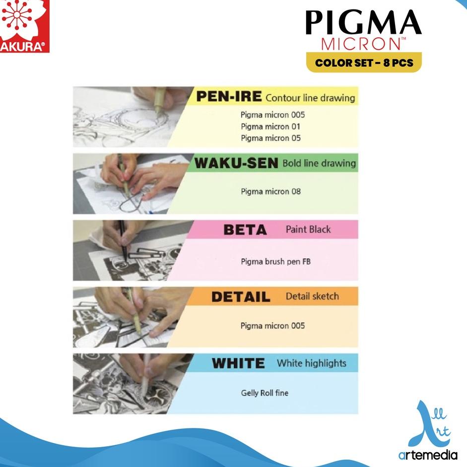 

Baru Ekonomis Drawing Pen Sakura Pigma Micron Set 8 Color Pigment Ink Pulpen Gambar