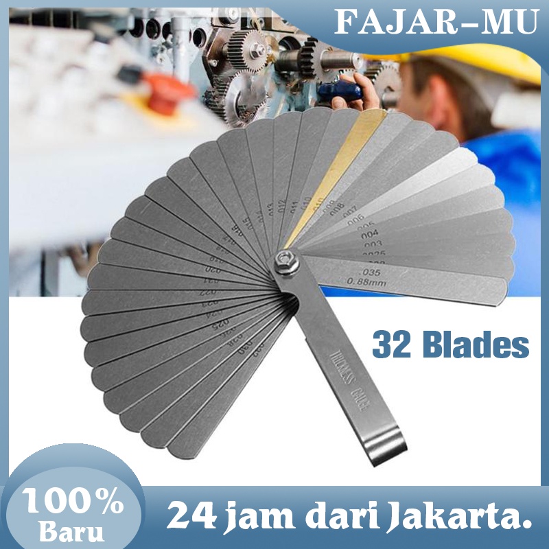 Jual 32 Blades Fuller Gauge Kit Pengukur Ketebalan Feeler Gauge Alat