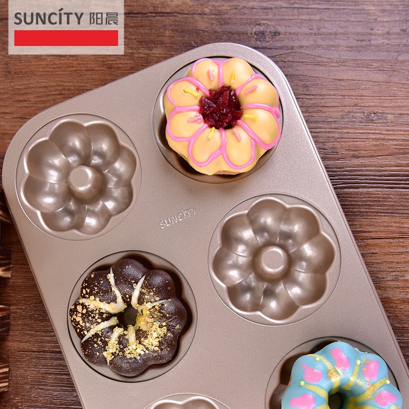 Suncity YC80165 Donut Mold Flower / Loyang Cetakan Donut Bolu 6Cups