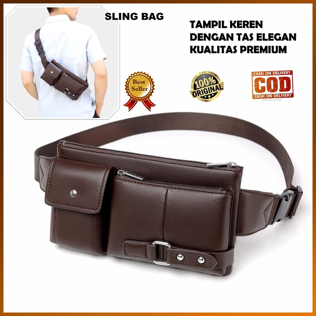 Tas Selempang Bahu Kulit Pria Slempang Keren Gaul Impor 682-YB