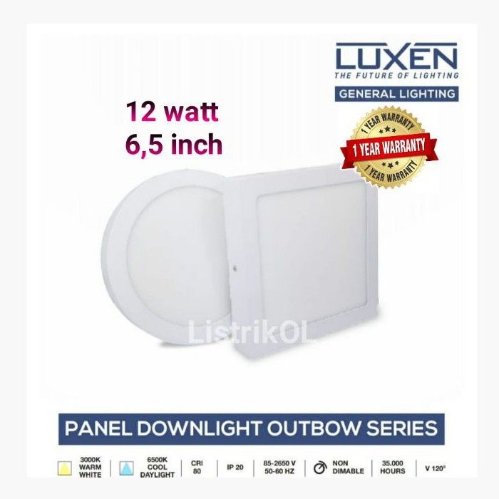 Downlight Panel LED KOTAK OutBow 12w 17x17cm KUNING LUXEN