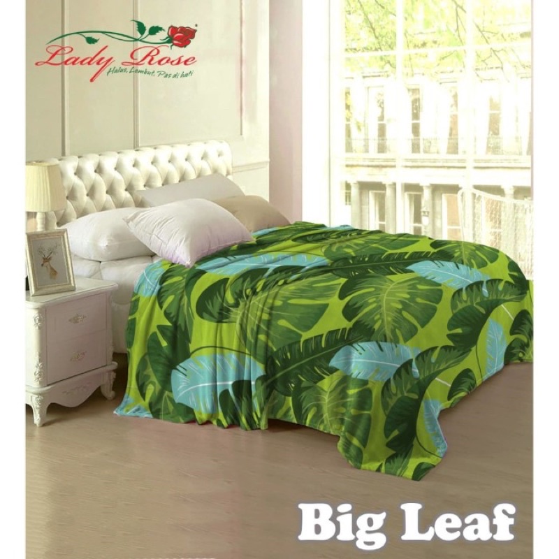 Selimut Lady Rose Terlaris bulu halus uk. 160x200 motif minimalis Stacko Glory Aquatic Roman Celine-Big Leaf