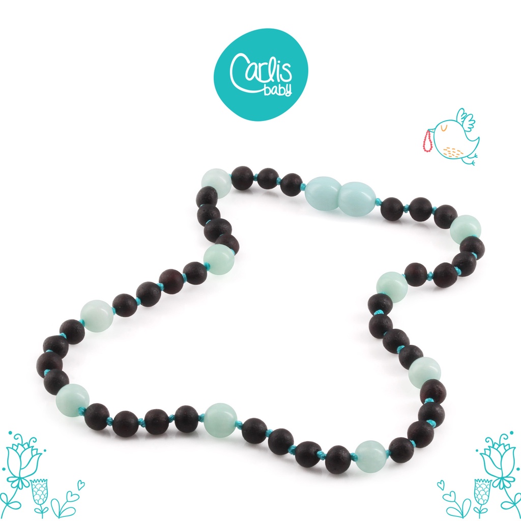 AG63 / AG63 V2/ AGL28  Kalung Amber Tumbuh Gigi Bayi Blue Gemstone By Carlis Baby