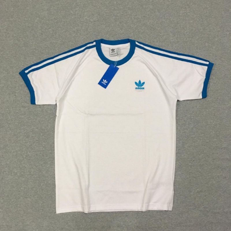 KAOS ADIDAS CALIFORNIA - PUTIH STRIPE BIRU
