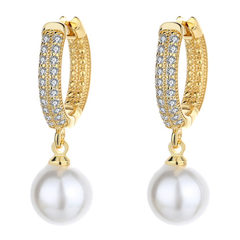 Women Fashion Jewelry Pearl Gold Stud Earings Ladies Simple Channels Earrings Jewellery Elegant Earing