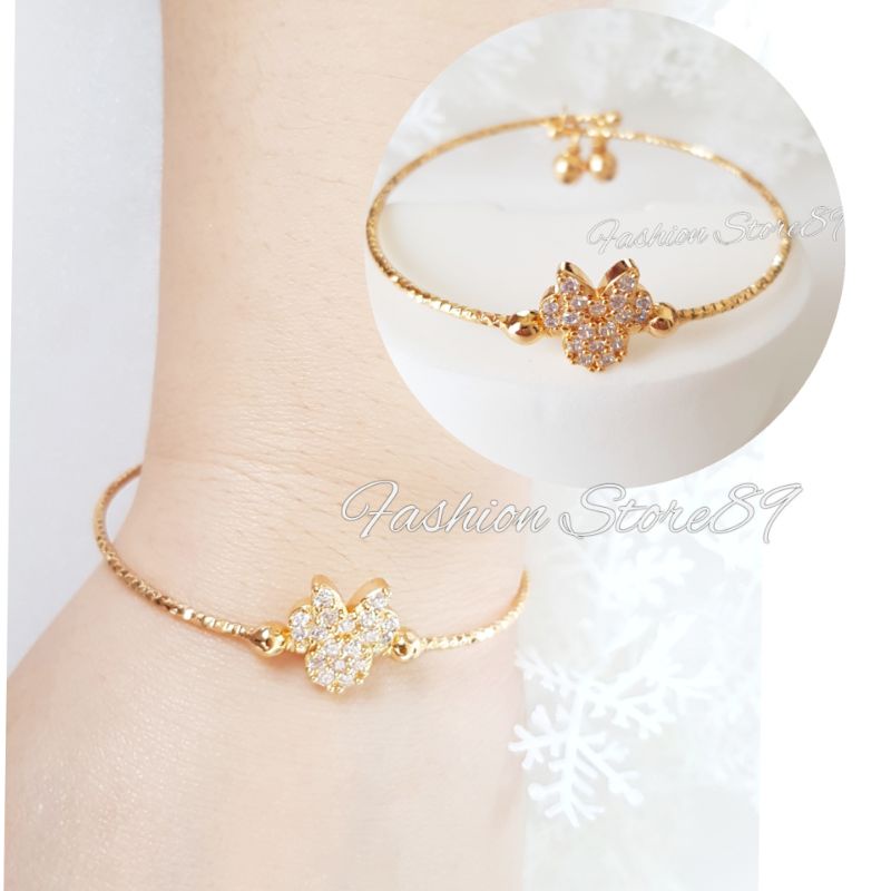 Gelang Bangle Mickey Minnie Impor Xuping Yaxiya Perhiasan lapis emas 18k