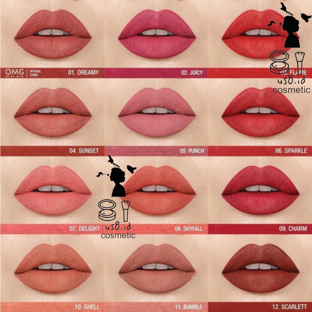 OMG Oh My Glam Matte Kiss Lip Cream 3.5g ( lipstick lipstik lipcream ) ✔️BPOM halal || OMG Juicy Kiss Lip Tint Serum | Serum Bibir | Lip Tint | Tint Serum | BPOM Oh My Glow Glam