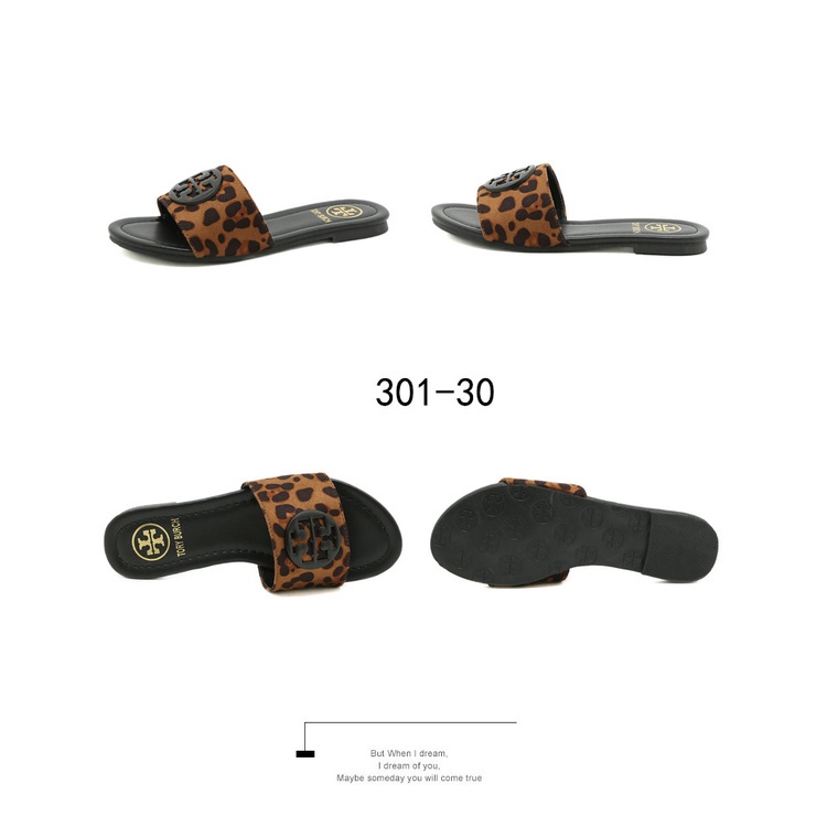 TB Leather and Suede Slide Sandals  #301-30