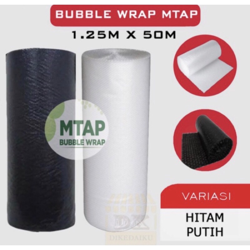 

BUBBLE WRAP MTAP PUTIH / HITAM 50 METER PER ROLL 125cm x 50 METER GRAB/INSTAN