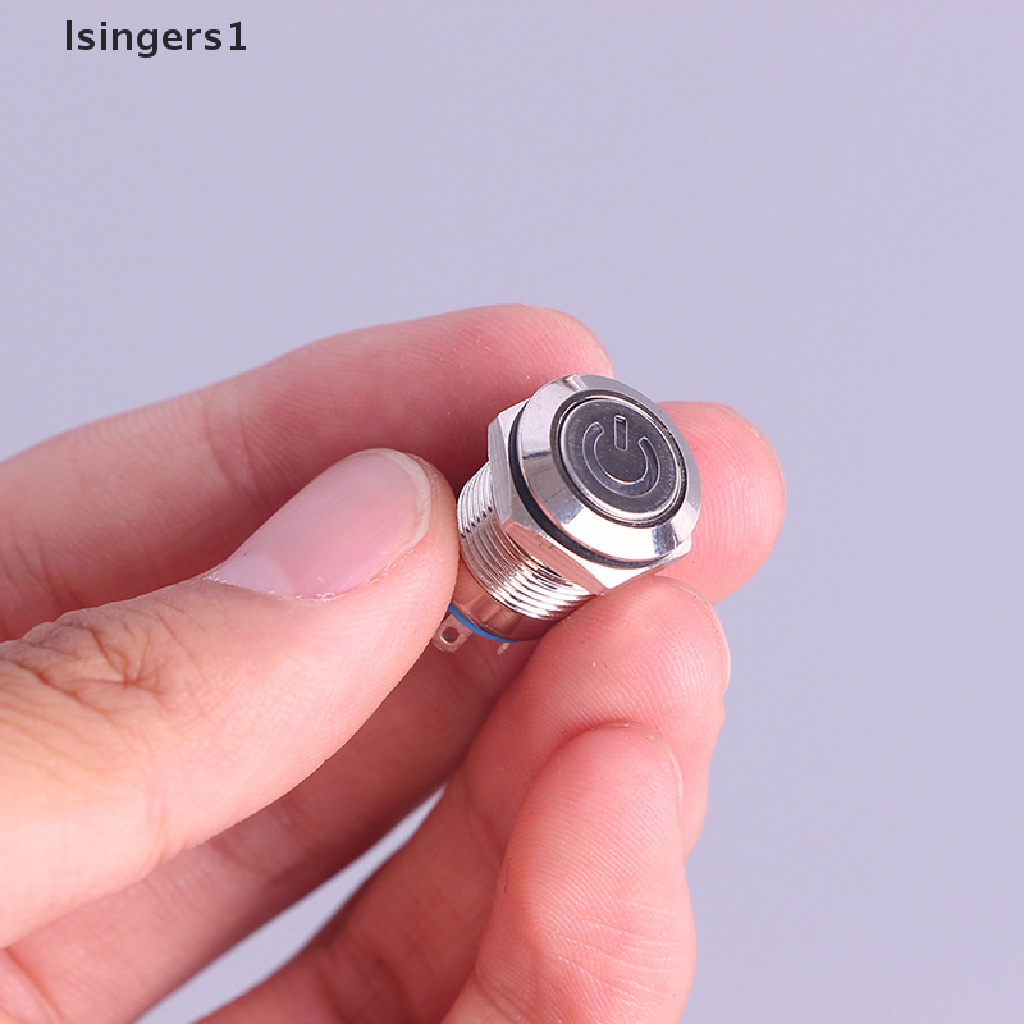 (lsingers1) Tombol Tekan 12mm 12V Bahan Metal Anti Air Dengan Lampu LED Power Supply