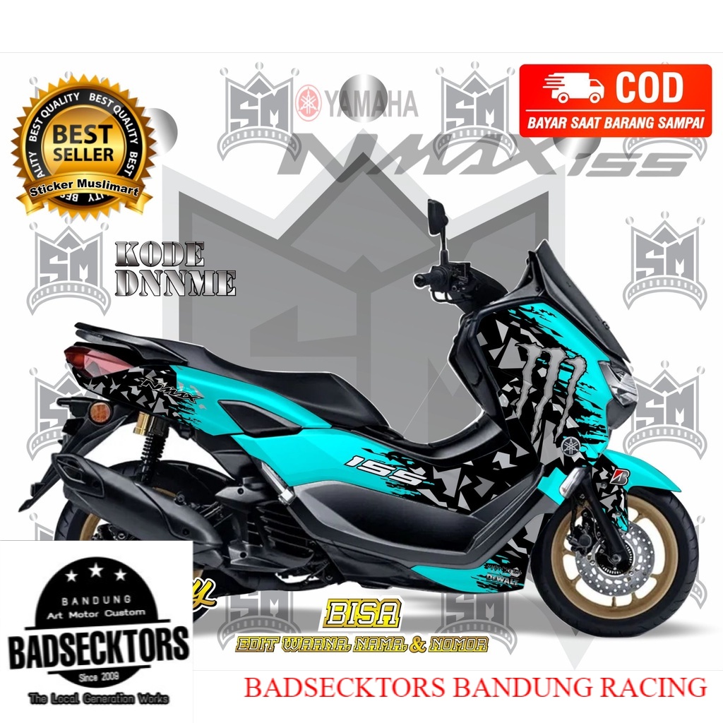 Decal New Nmax Motif Abstrak Monster Biru keren