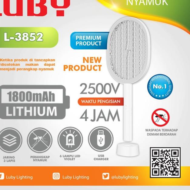 ☆ RAKET NYAMUK CANGGIH 2in1 INSECT KILLER WIRELESS CAS LUBY L-3852 l3852 ❅