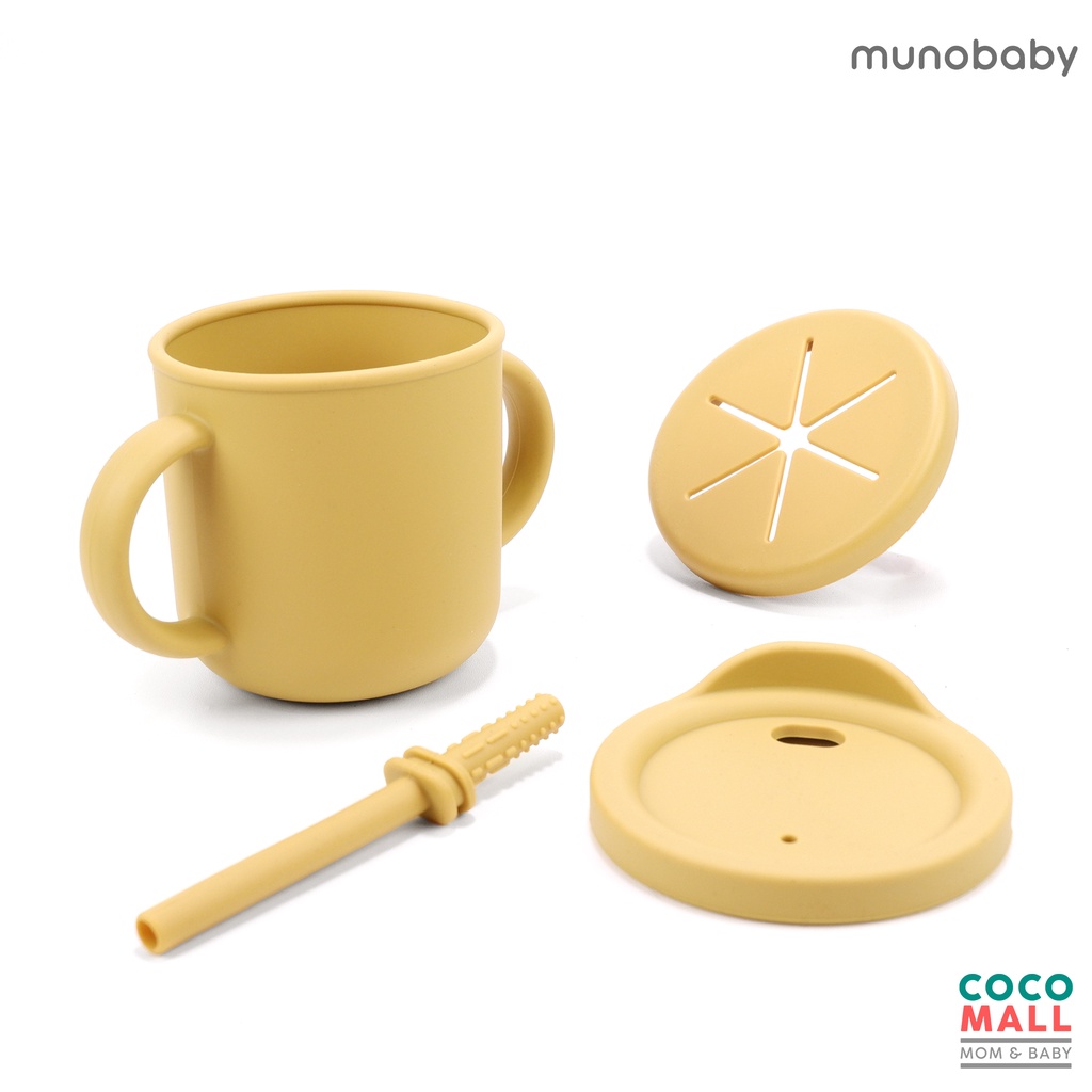 COCOMALL Gelas Minum Anak 3in1 (Nature Series) - Silicone Sippy Cup Training Cup Bayi Anti Tumpah - Gelas Sedotan Anak Straw Cup Silikon - Cangkir Susu Anak Bayi Belajar Minum - Baby Training Mug - Silicon Snack Cup Mpasi