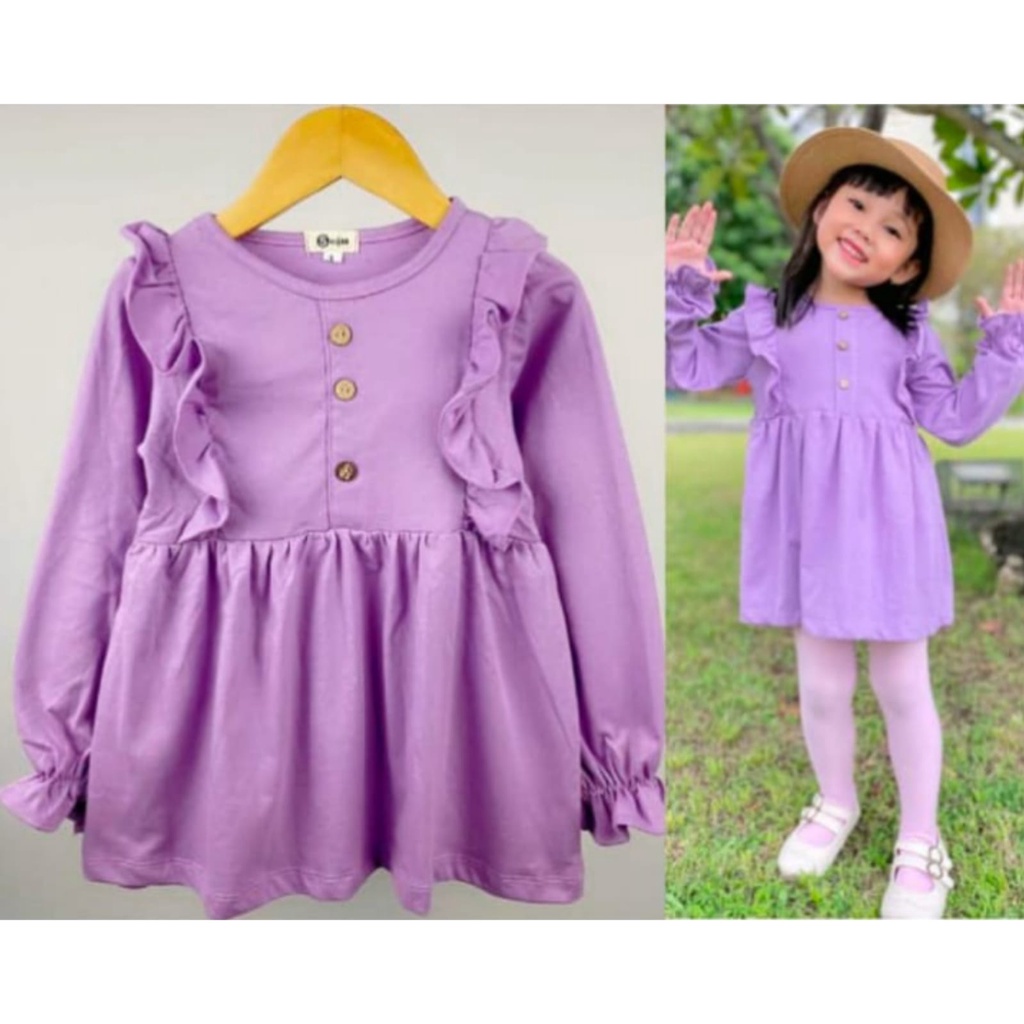 BEFAST - ZTL OOTD Dress Anak HANNY / dress anak hamida / Pakaian Anak Perempuan / Dress Crincle Anak-Anak / Atasan Lengan Panjang / Fashion Anak Kekinian 2022 / Dress Polos Casual Anak / Terbaru 2022 / Outfit Korean Style Anak Perempuan