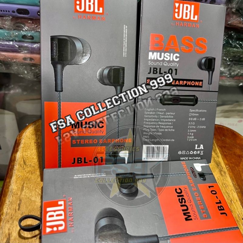 Headset JBL Earbuds Premium Quality Bass Stereo Earphone JBL Super Mega Bass By Harman 01 jbl