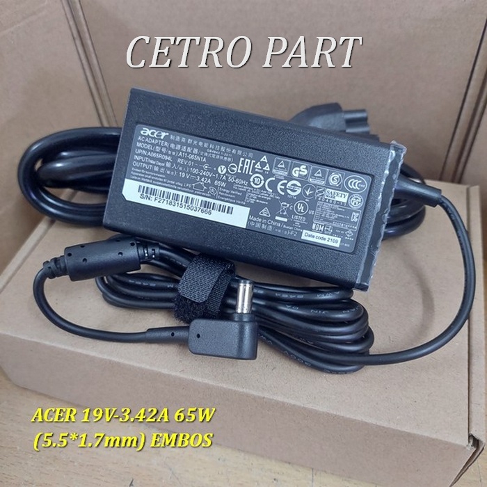 Adaptor Charger Laptop Acer Aspire E14 E5 E5-475 E5-475G 65Watt Embos -NEW