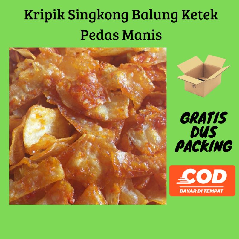 

keripik singkong balung ketek pedas manis free toples 1/4 kg