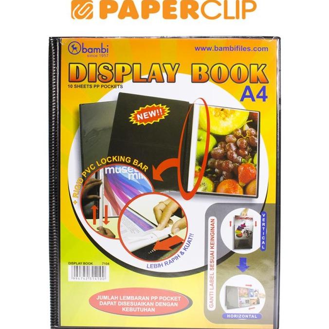 

Display Books / Clear Holder Bambi 7104 A4 10 Black Terlaris