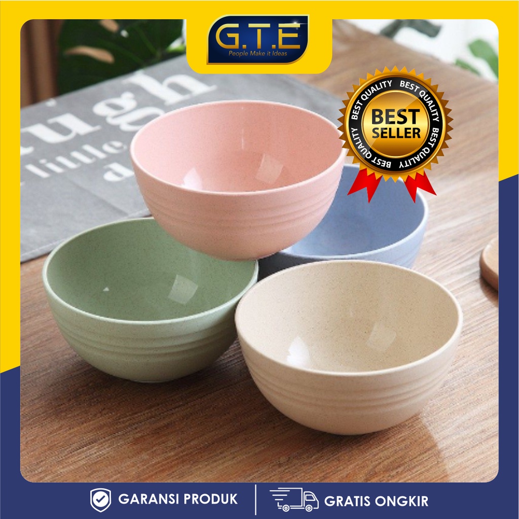 GTE | Mangkok Wheat Straw Bowl | Mangkuk Plastik Microwave Warna Warni | Gandum kokoh | BPA Free | Mangkuk bahan Jerami