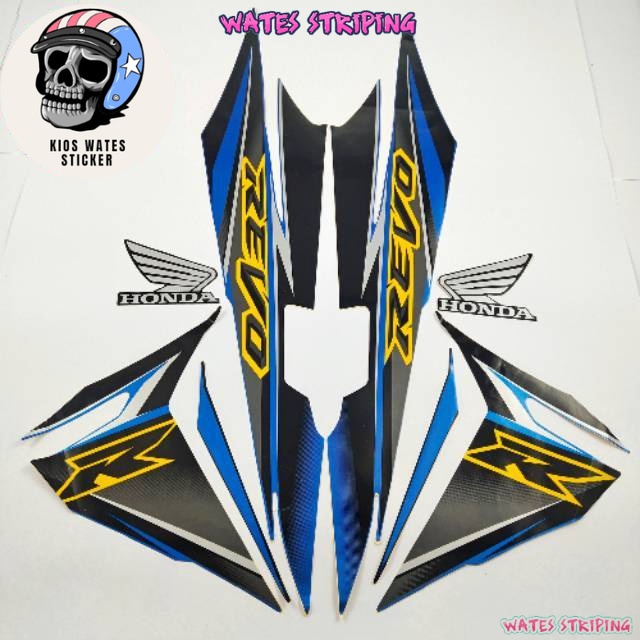 Striping Decal Polet Sticker honda revo r 2008 biru body standar berkualitas terbaik Wates Stiker
