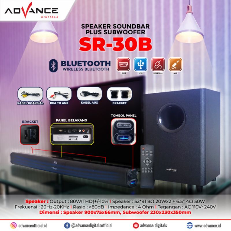 Speaker Soundbar advance SR-30B plus Subwoofer