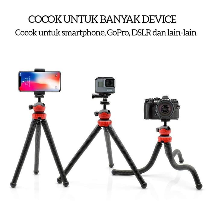 Tripod Holder Handphone dan Kamera Gorilla pod Flexible Jumbo JM-801 Free Holder U