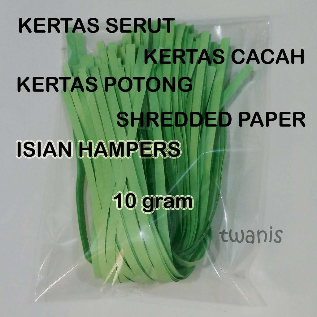 

KERTAS SERUT CACAH POTONG ISIAN HAMPERS WARNA HIJAU 10 GRAM