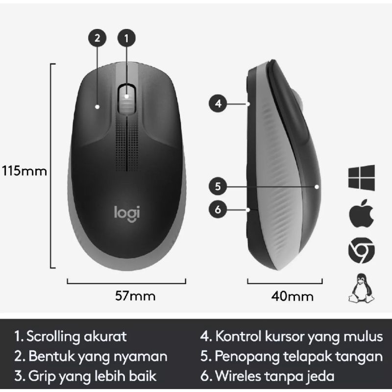 Mouse Logitech M191 Full Size Wireless Mouse Original