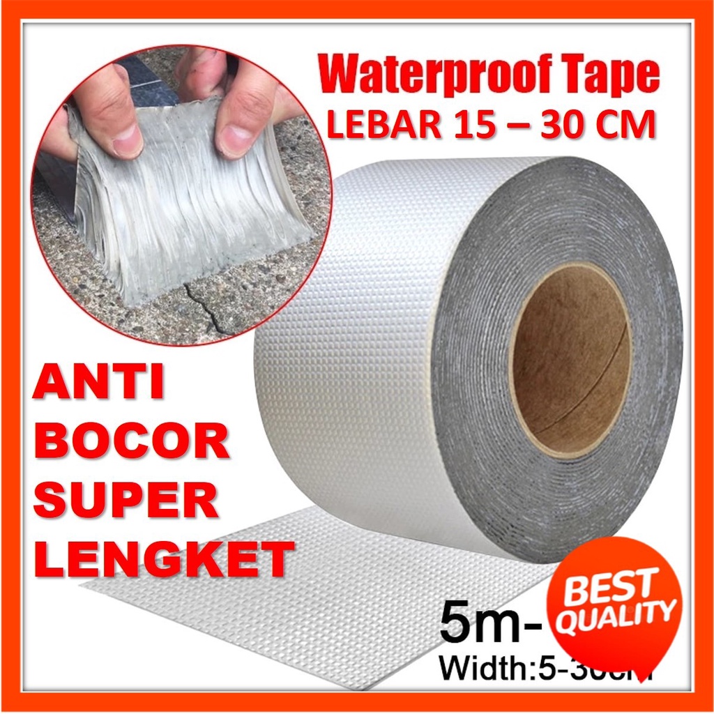 

[LEBIH LEBAR] 10 Meter Lakban Anti bocor Allumunium Foil Butyl Waterproof Tape Lebar 15cm 20CM 15 CM 20 CM 30 CM lakban besi Talang anti panas Bocor