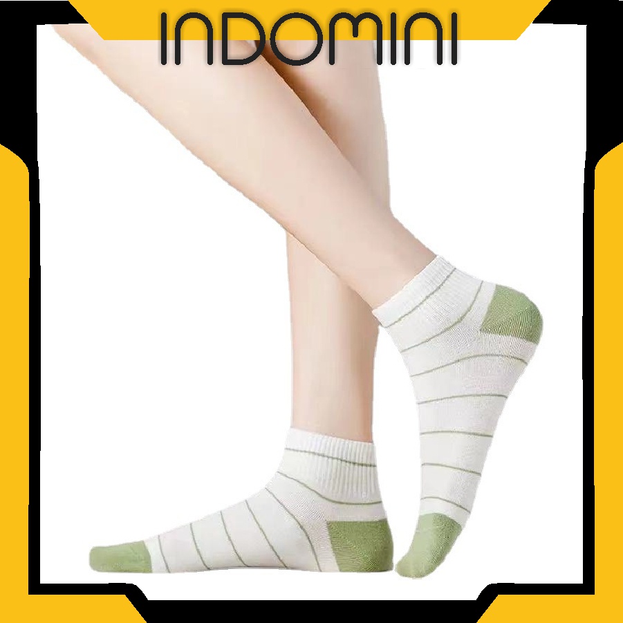 INDOMIN Kaos Kaki Wanita Motif Lemon Hijau Lumut Kotak Fashion Korea Women Sock Import KK015