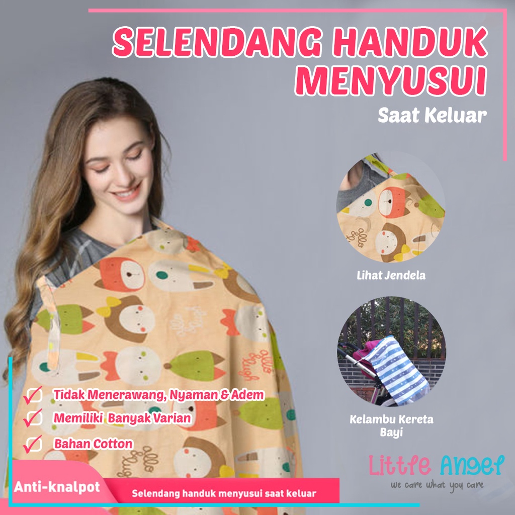 APRON KAIN IBU MENYUSUI Celemek Penutup Menyusui Bayi Jumbo Melingkar Premium Baby Nursing Cover Motif Unik Lucu