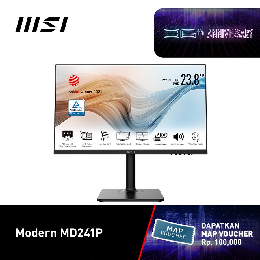 Monitor MSI LED IPS Modern MD241P - Wide Screen Full HD 24&quot; Inch