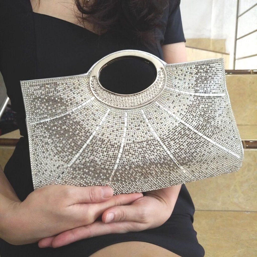 Tas Pesta kondangan Wanita Import Premium Mewah Elegan Terbaru Crystal Clutch Bag 70533 Kliksista