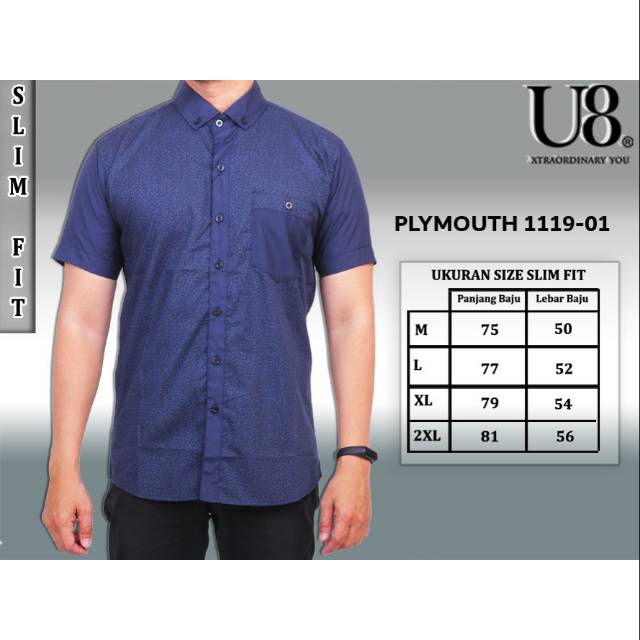 U8 - Kemeja Hem Pria tipe Plymouth Bahan Katun & Oxford