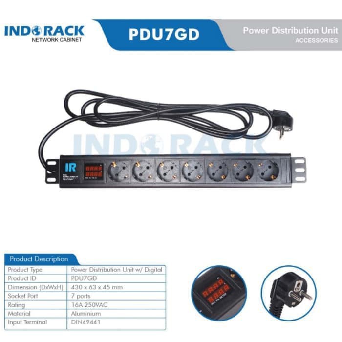 Indorack Accessories Power Distribution Unit 7 Outlet Germany