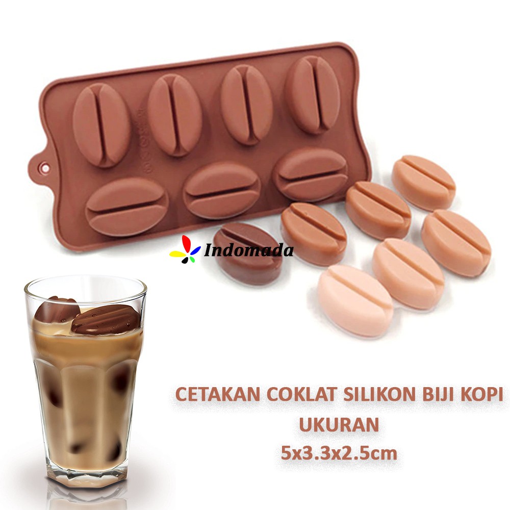 Indomada Cetakan Coklat Silikon 6 Biji Kopi Besar Puding Jelly Loyang Coffee Bean Silicone Mold Es