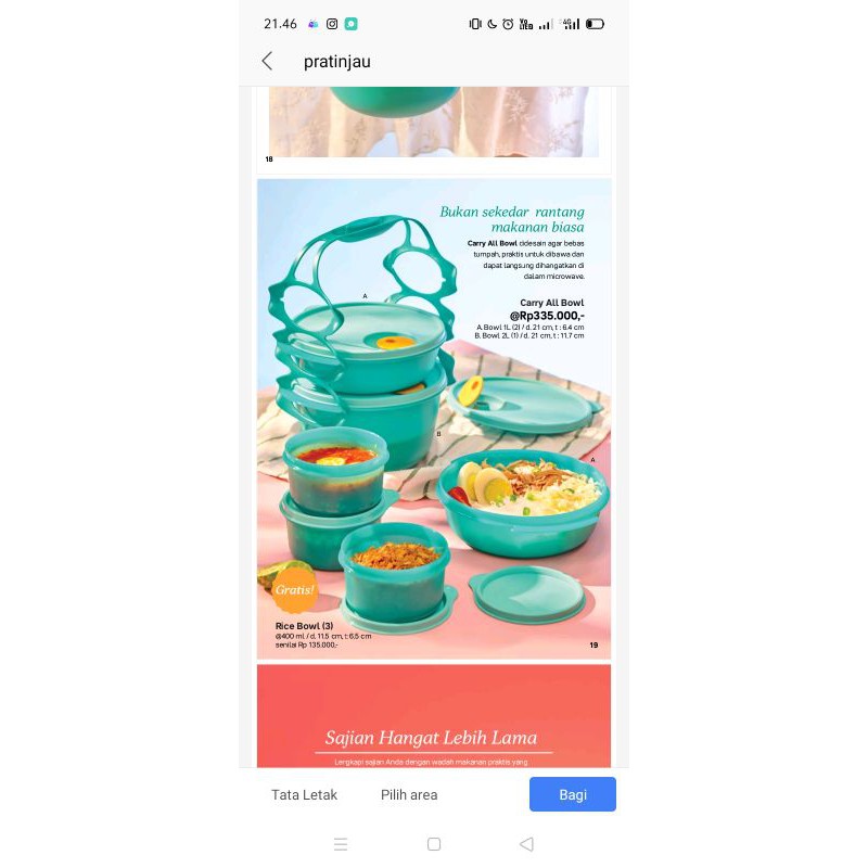 Carry All bowl free rice bowl tosca (rantang plastik)