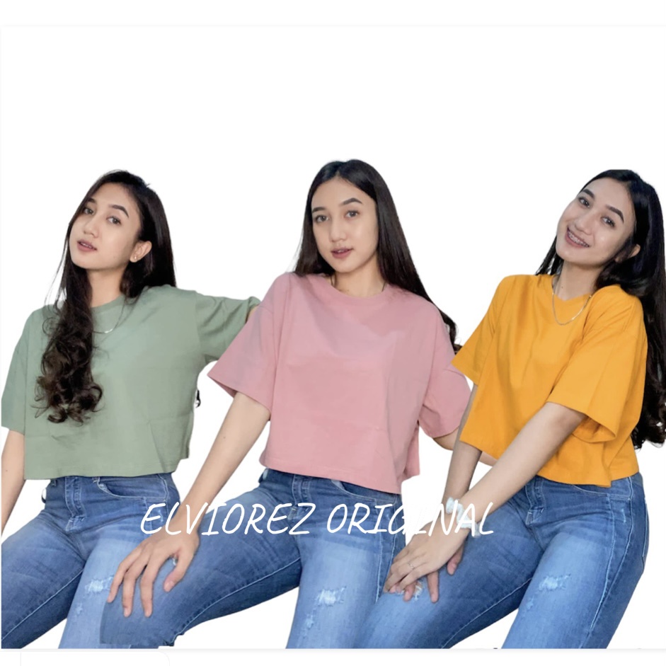 Kaos Crop Top Oversize Cotton Combed 24s