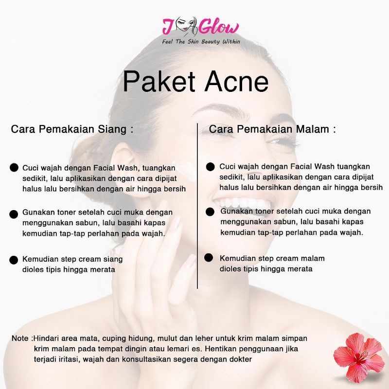 Jglow Skincare Paket Acne Whitening Cream Skin glowing Perawatan Wajah Berjerawat Beruntusan Bpom-1