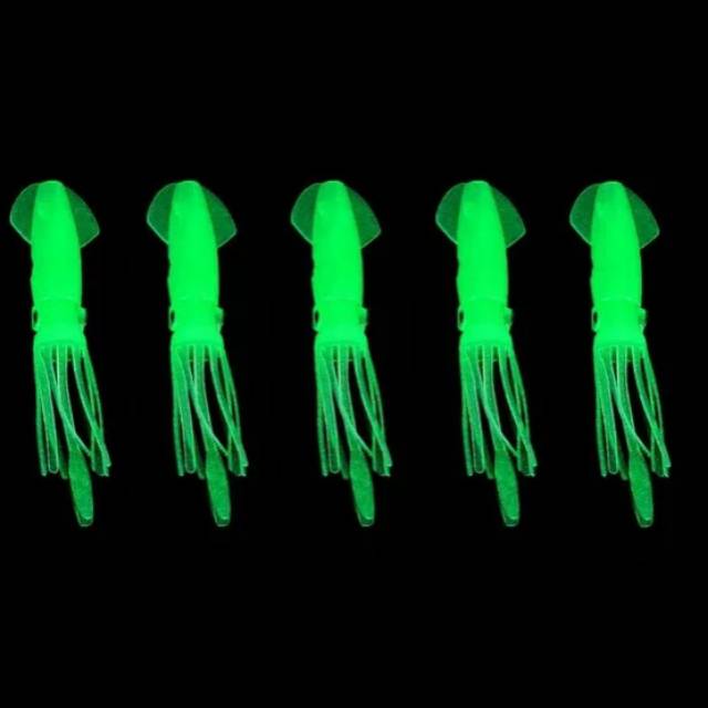 Termurah softlure soft lure umpan bentuk cumi menyala posfor GID umpan layur laut tenggiri tuna