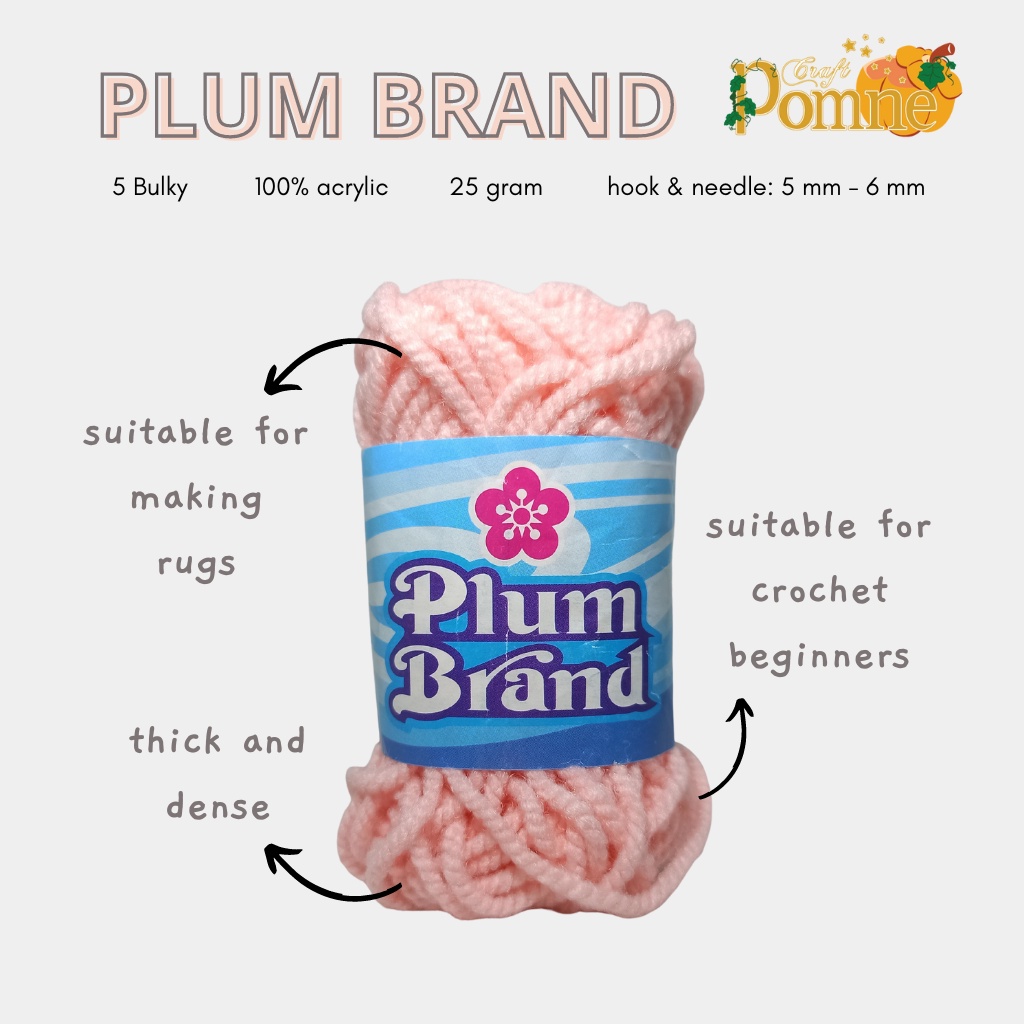 BENANG PLUM BRAND ACRYLIC - Benang Rajut Karpet Akrilik mirip KINLON dan DAHLIA