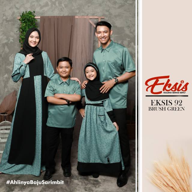 Sarimbit Original Eksis 82 Brush Green by Seply|Gamis Double Layer|Gamis Couple|Kemko Couple Lebaran