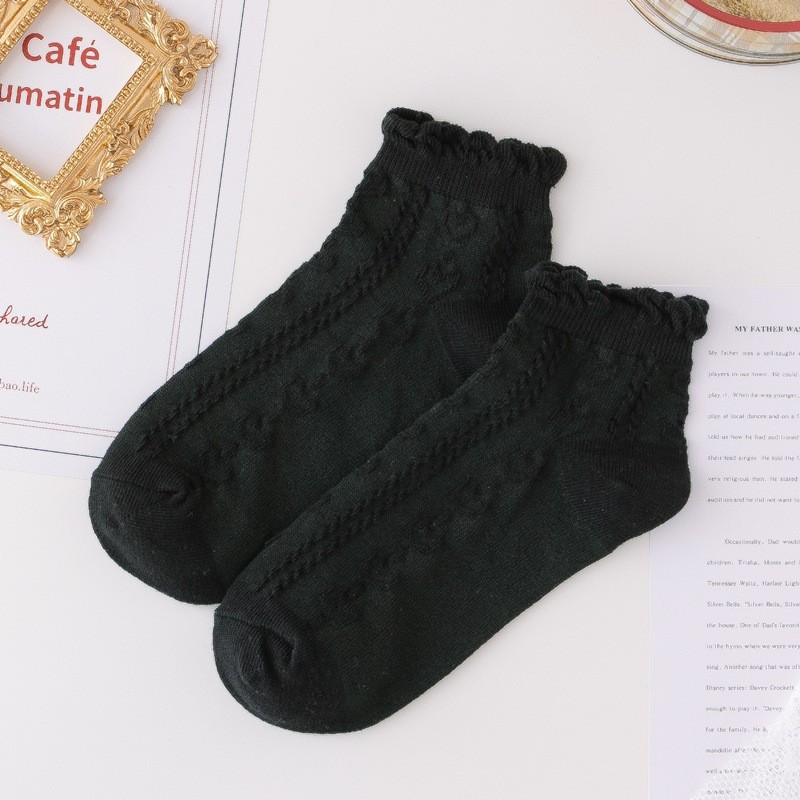 KK-46 kaos kaki lolita pendek socks renda rajut love winter import