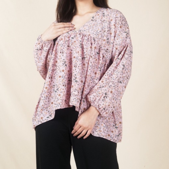 ATASAN WANITA KOREAN STYLE / BLOUSE KOREAN STYLE / BLOUSE WANITA VINTAGE LENGAN BALON / KOREAN TOP BLOUSE BUNGA / SESA BLOUSE OVERSIZE / BAJU ATASAN WANITA KEKINIAN / BLOUSE KOREAN / VINTAGE