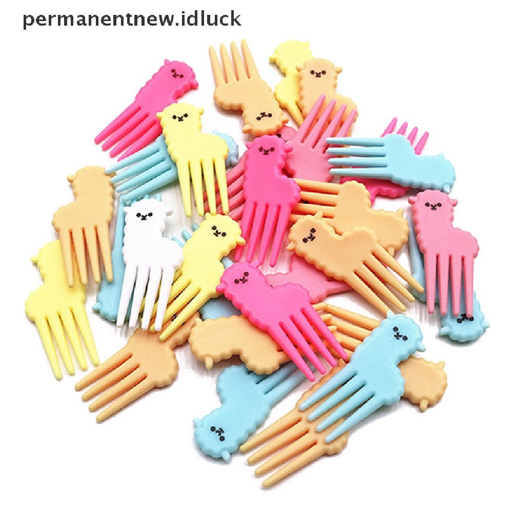 10 Pcs Tusuk Gigi Buah Kue Bentuk Kartun Hewan Alpaca Mini Untuk Anak